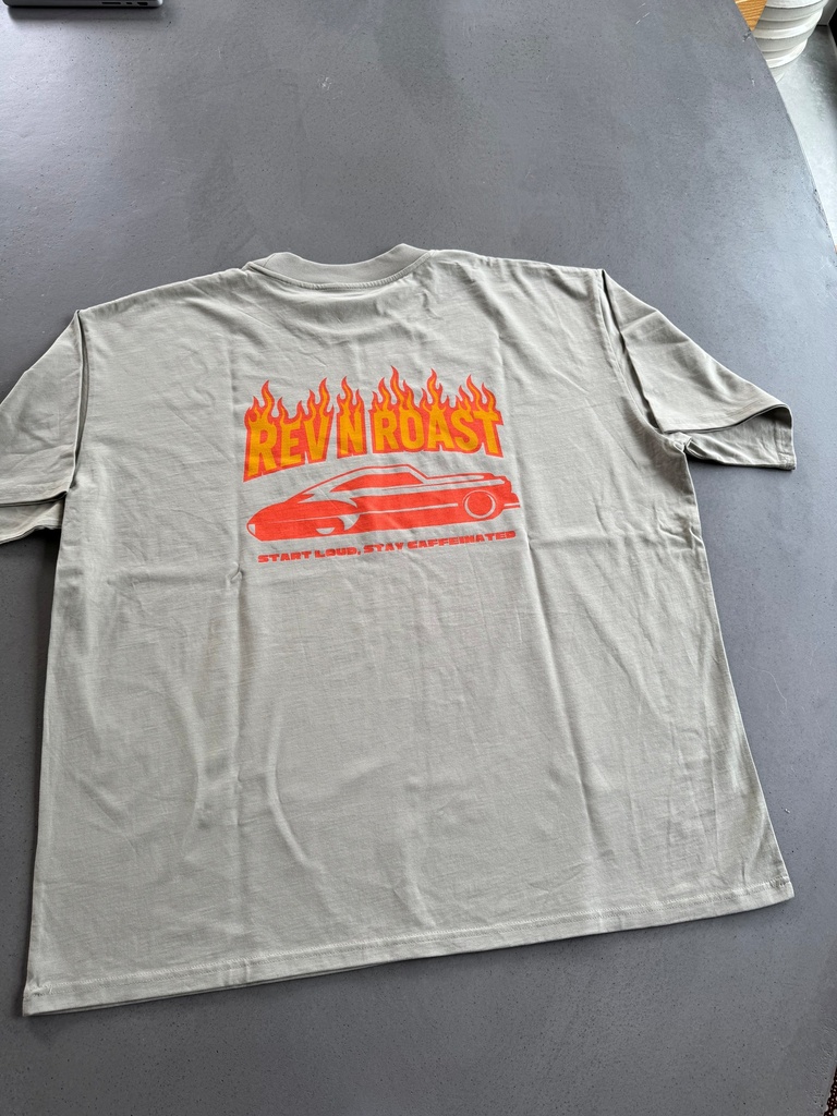 REV 'N ROAST T-Shirt – Baggy Fit, Stone