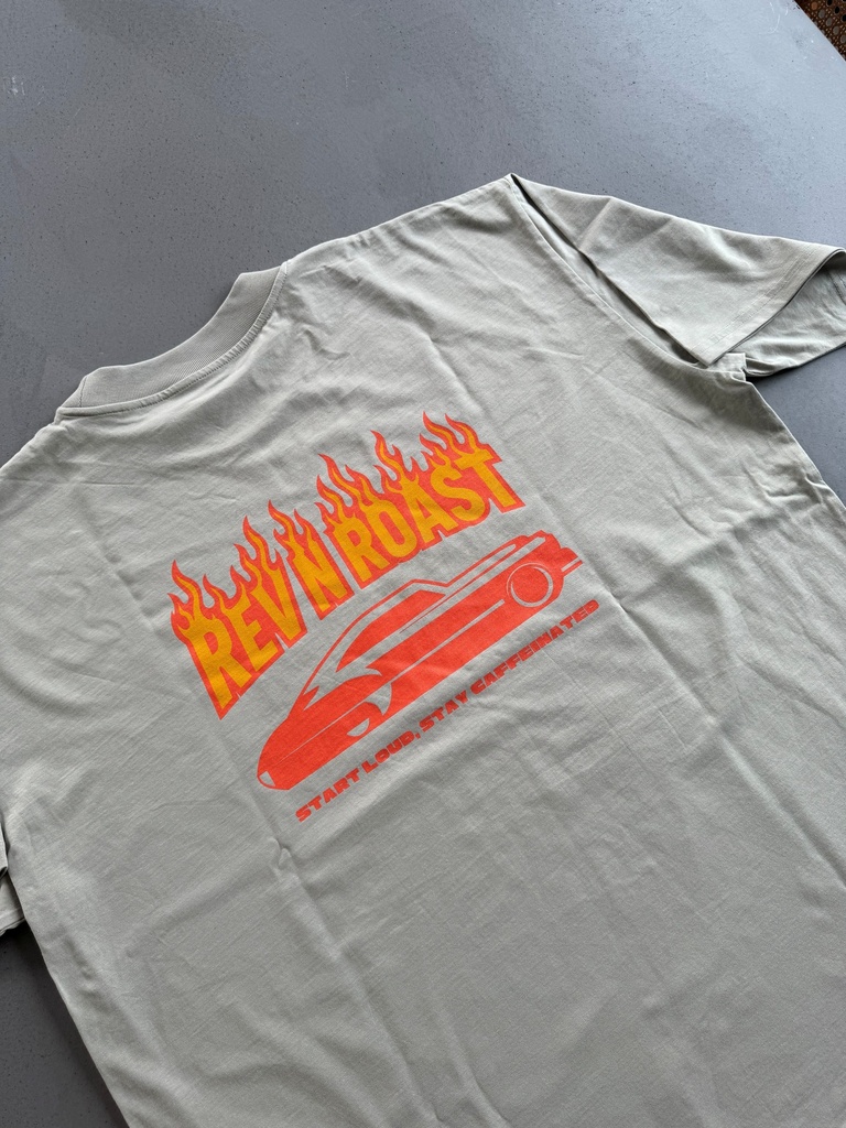 REV 'N ROAST T-Shirt – Baggy Fit, Stone